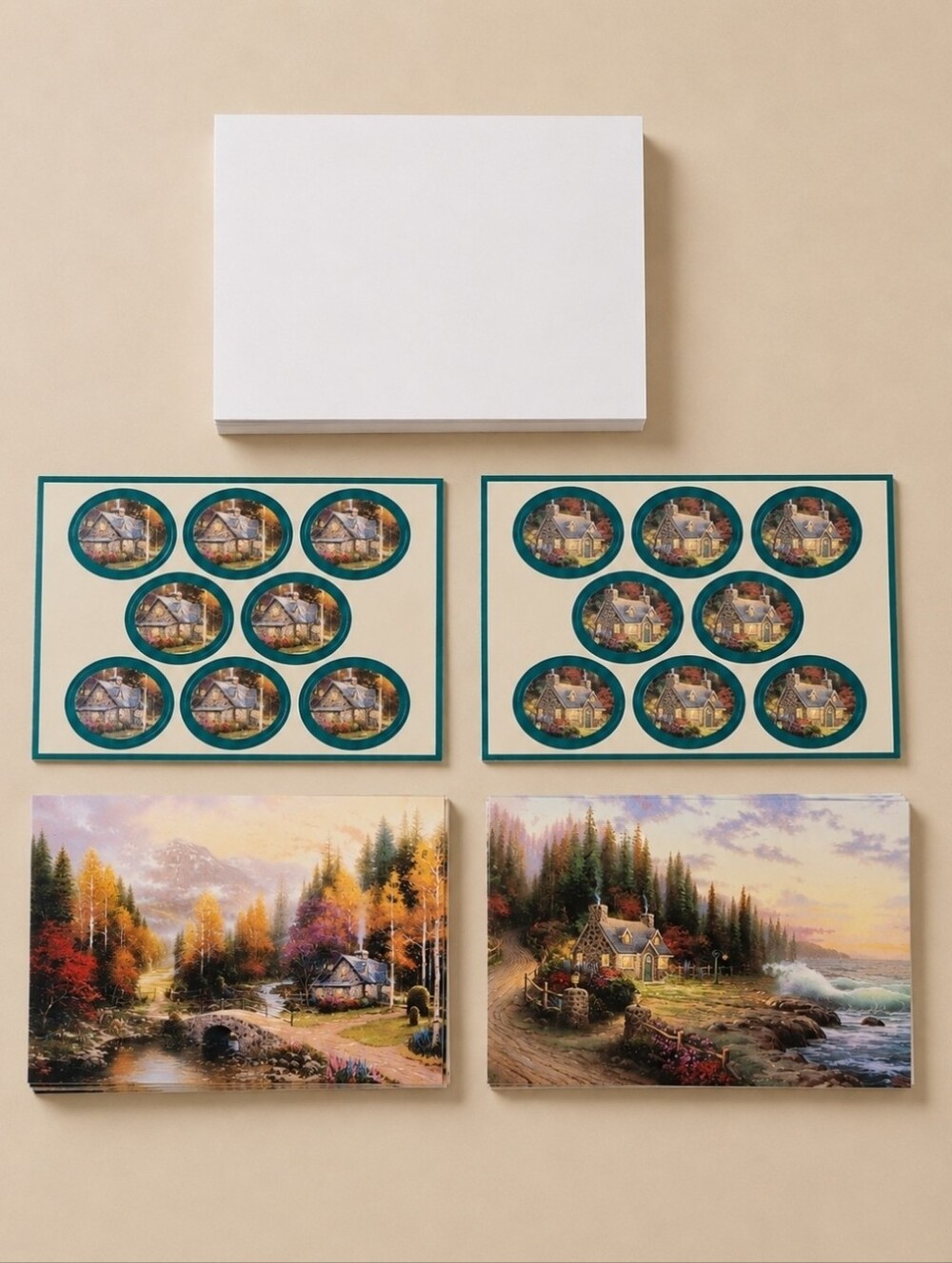 Vintage 1997 Thomas Kinkade Note Cards AMCAL Cottage Stationery Set
